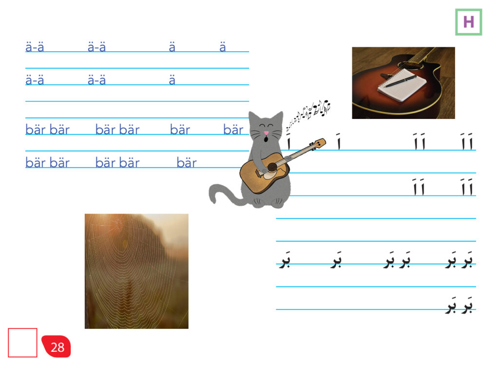 A cat vocalizing syllables in the rhythm of 'hämä hämä-häkki' while playing the guitar گربه‌ای هجاهایی را با ریتم آواز عنبکبوت ایتسی بیتسی و نواختن گیتار زمزمه می ‌کند Kissa hyräilee tavuja 'hämä hämä-häkki' -laulun rytmissä soittaessaan kitaraa.